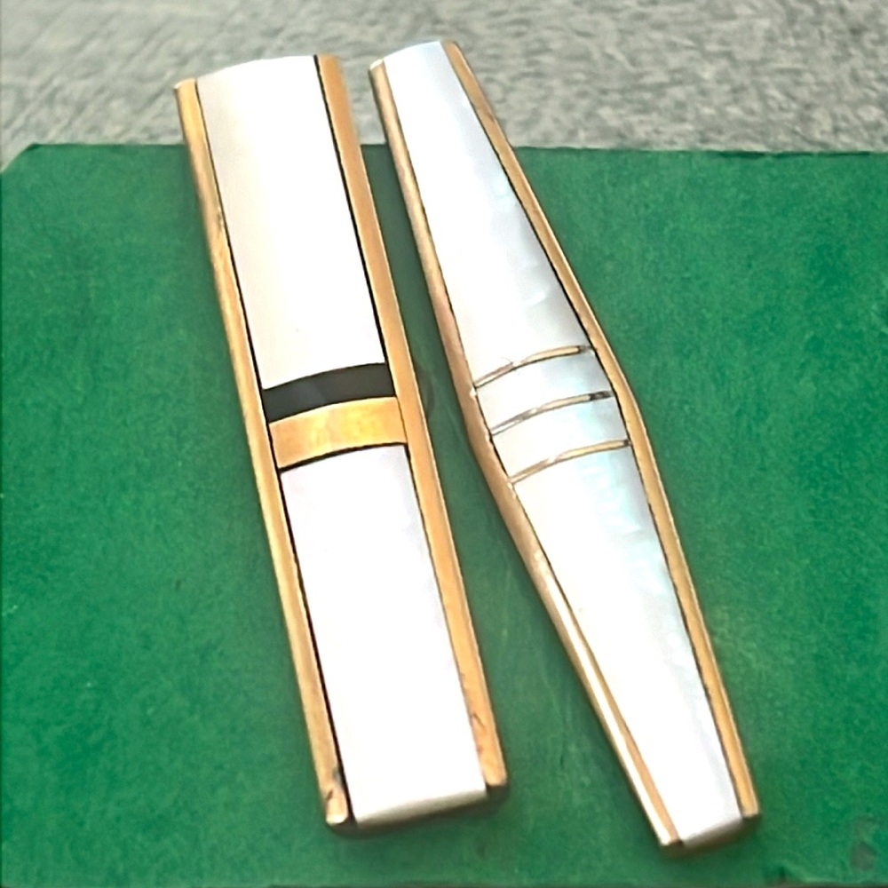 Vintage Two Mother of Pearl Tie Clips